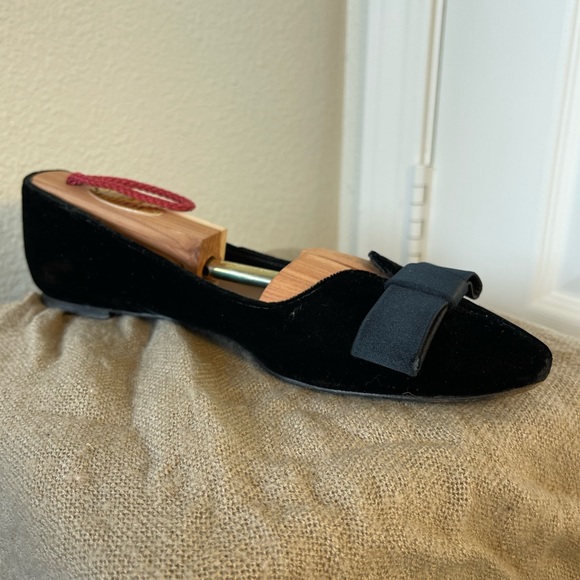 Tory Burch Black Velvet and Satin Bow Ballet Flats - Picture 7 of 13